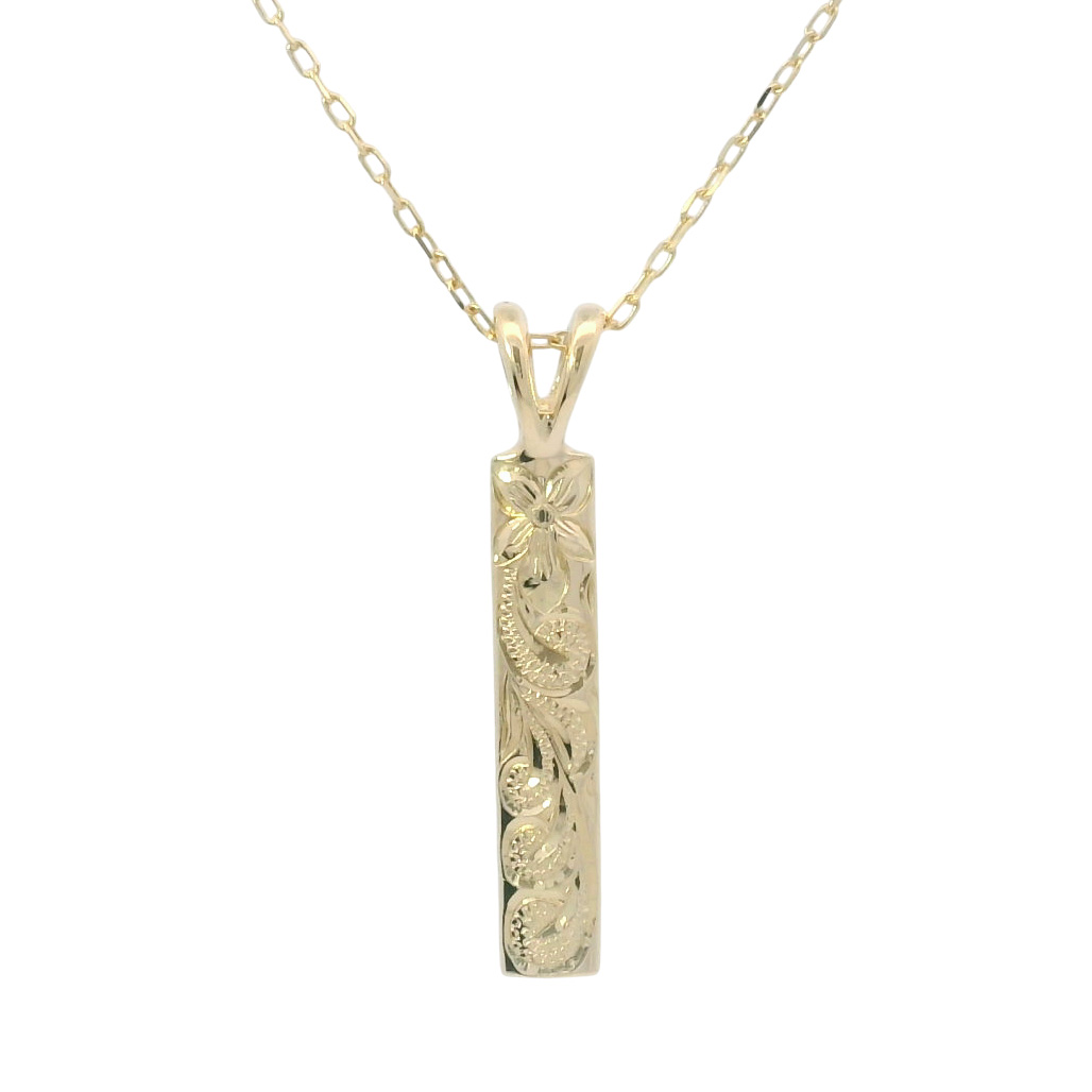 ハワイアンジュエリー〔K10YG〕波とプルメリア/ロイオペンダント