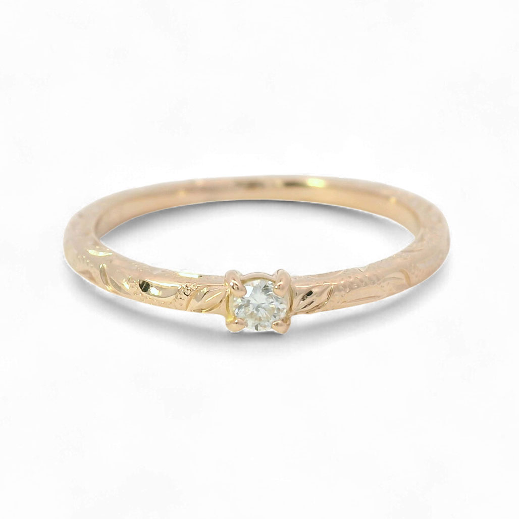 ハワイアンジュエリー〔K10PG・ダイヤモンド〕マヘアラニダイヤモンドリング0.05ct