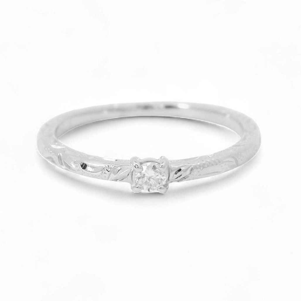 ハワイアンジュエリー〔PT950・ダイヤモンド〕マヘアラニダイヤモンドリング0.05ct