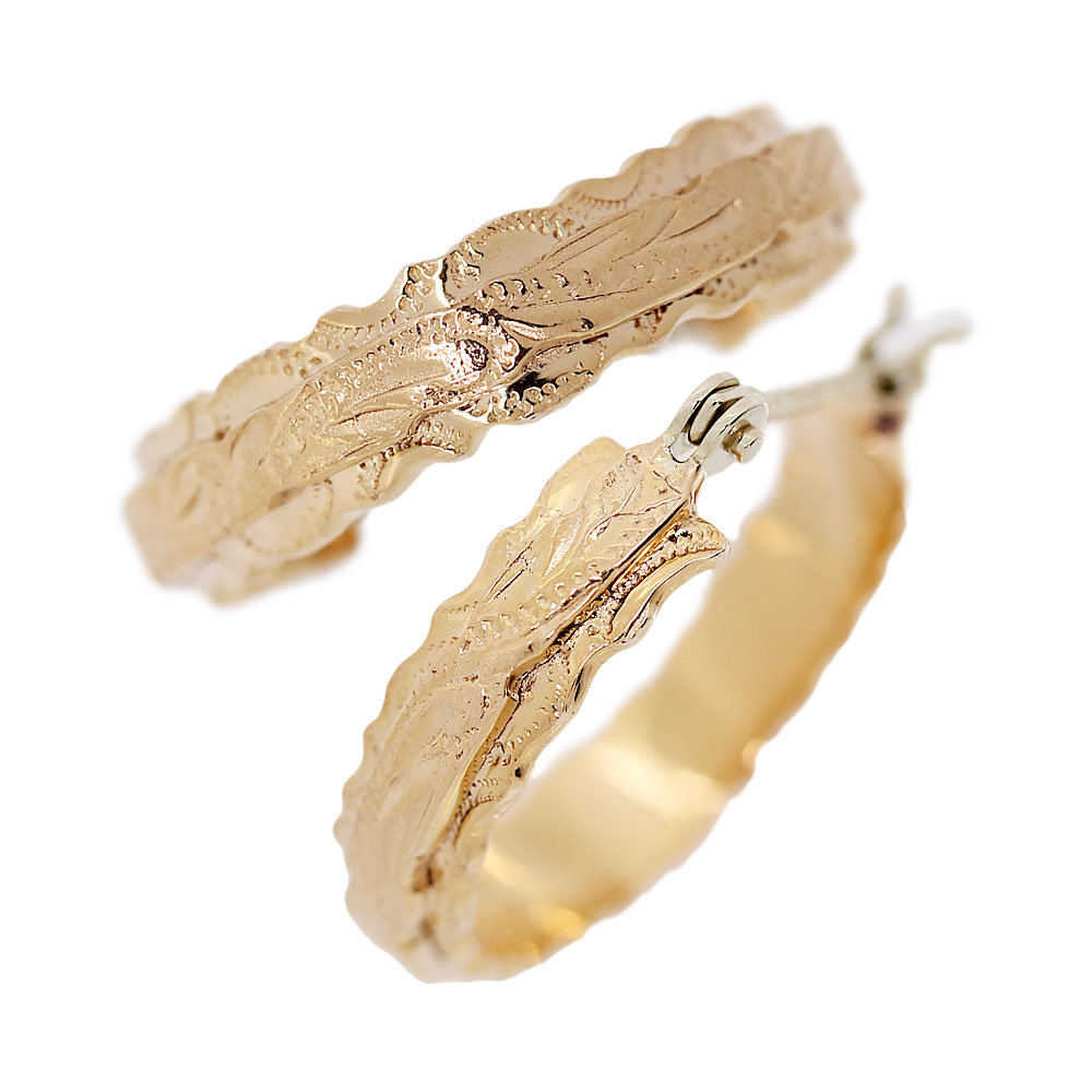 Net限定・受注生産】ハワイアンジュエリー[K10] LUAフープピアス